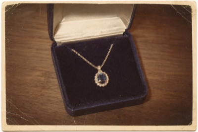 Vintage photo of Carl's sapphire pendant